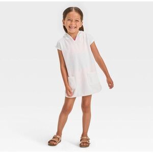 COPY - NWT Cat & Jack Striped Swim Suit Cover Up Beach White Hooded 18 mon Girls